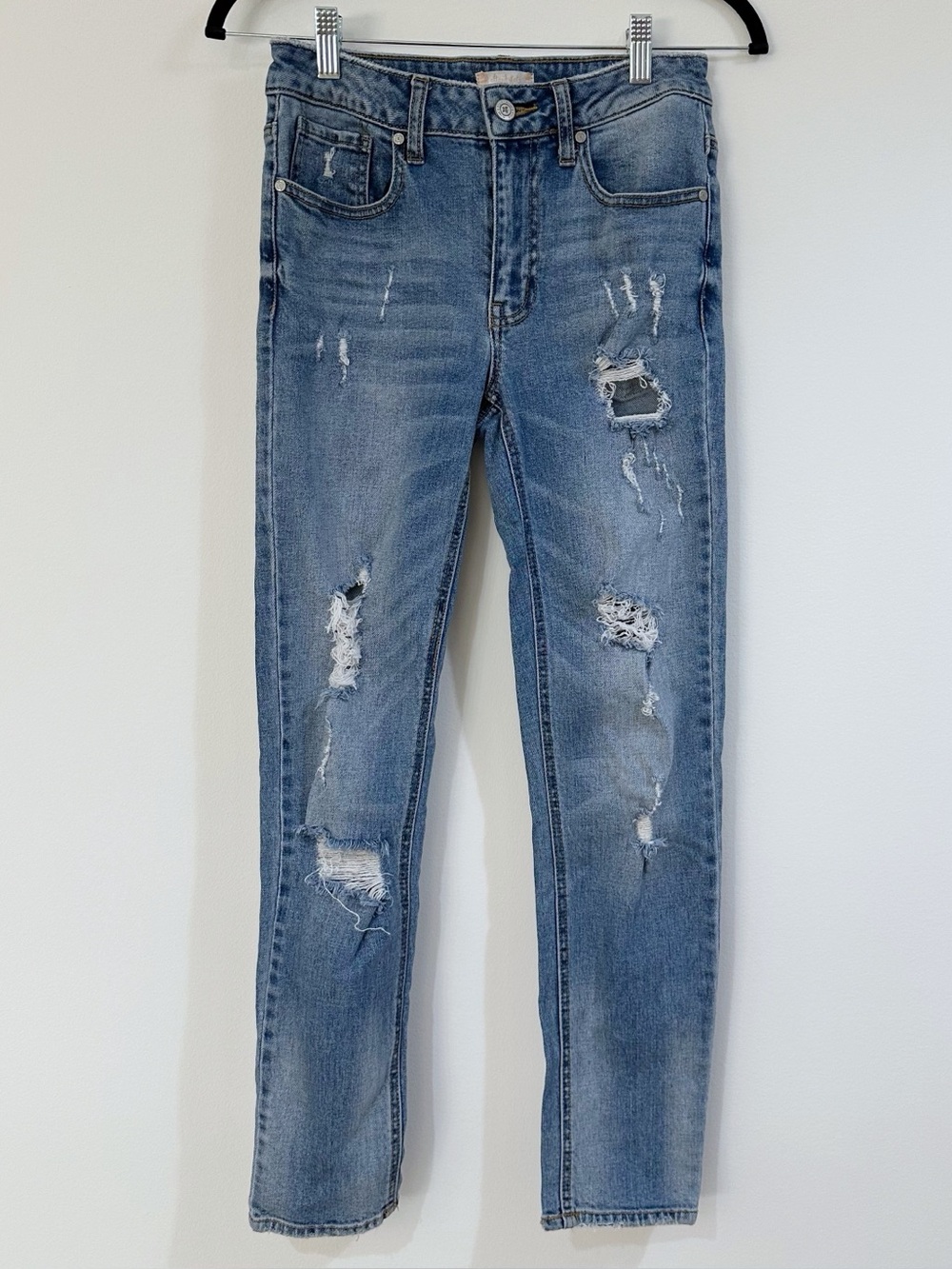 Altar’d State Distressed Blue Straight Jeans Size 25